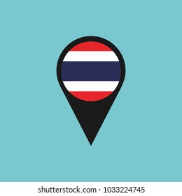pin icon vector. location icon with thailand flag. Location map icon