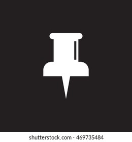 Pin icon vector, pushpin solid logo illustration, pictogram isolated on black