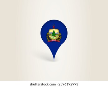 Pin Icon with Vermont National Flag. Location Marker Icon.