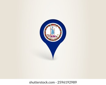 Pin Icon with Virginia National Flag. Location Marker Icon.