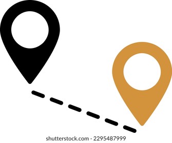 Pin icons as a concept for finding a route between position places