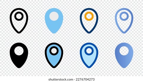 Iconos de pines con un estilo diferente. Iconos de pines. Conjunto de iconos de estilo diferente. Ilustración del vector