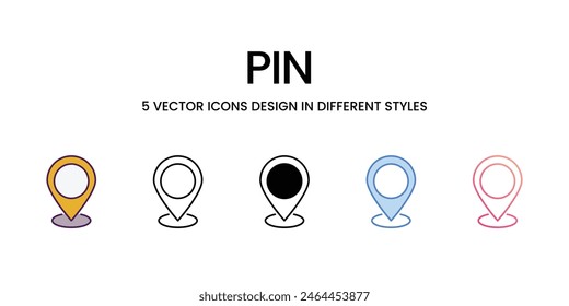 Iconos de pines de diferentes estilos Vector ilustración de stock