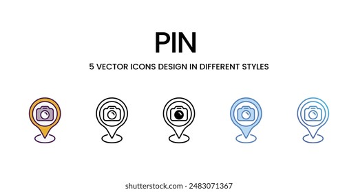 Pin Icons different style vector stock illustration