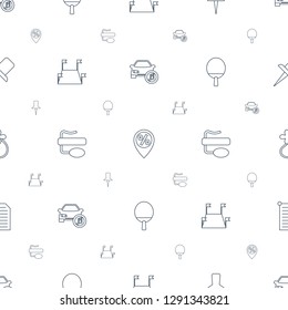pin icons pattern seamless white background. Included editable line car music, sale location, locations, pin microphone, ping pong racket icons. pin icons for web and mobile.