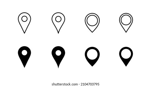 Pin icons set. Location sign and symbol. destination icon. map pin