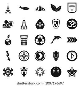 Pin icons set. Simple set of 25 pin vector icons for web isolated on white background