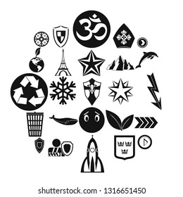 Pin icons set. Simple set of 25 pin vector icons for web isolated on white background