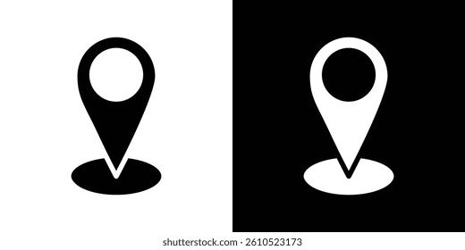 Pin icons vector set in solid flat style