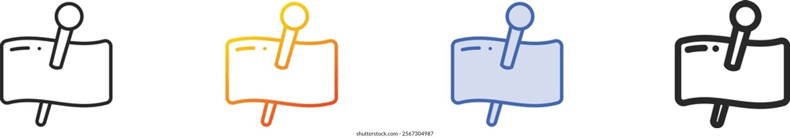 pin icon.Thin Linear, Gradient, Blue Stroke and bold Style Design Isolated On White Background