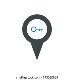 Pin key icon. Navigation travel direction pointer.