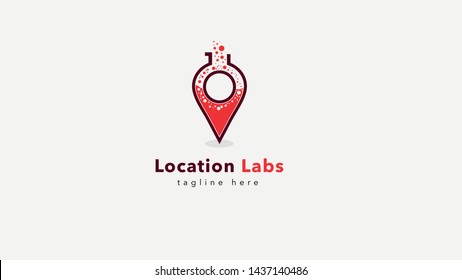 Pin lab logo design vector template