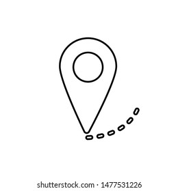 The pin label on the map is black on a white background, vector illustration for design.