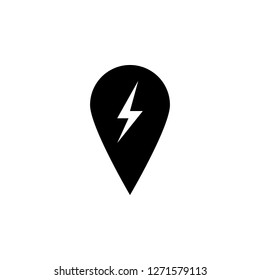 pin, lightning icon on white background. Can be used for web, logo, mobile app, UI, UX