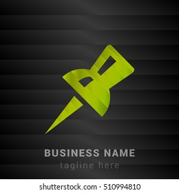 Pin Lime Green and Black silk fashion premium icon / Logo
