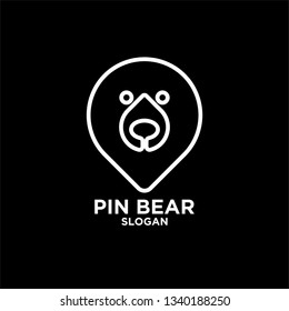 pin line bear logo icon designs vector illustration template