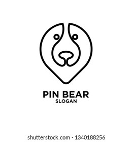 pin line bear logo icon designs vector illustration template