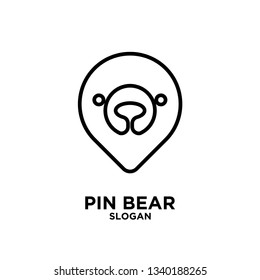 pin line bear logo icon designs vector illustration template