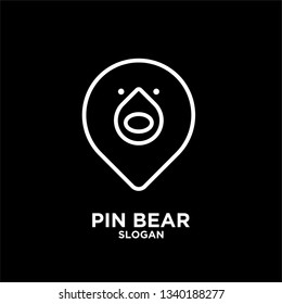 pin line bear logo icon designs vector illustration template