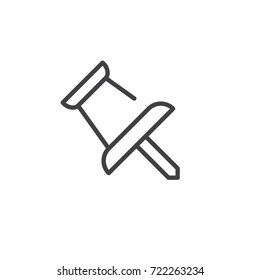 Pin line icon, outline vector sign, linear style pictogram isolated on white. Symbol, logo illustration. Editable stroke