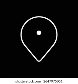Pin in line style for maps and navigation systems to mark current location. User Interface icon design. Vector illustration. 