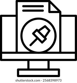 Pin Line Vector Icon Design
