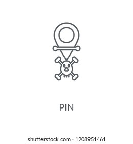 Pin linear icon. Pin concept stroke symbol design. Thin graphic elements vector illustration, outline pattern on a white background, eps 10.