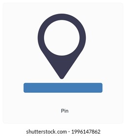 Concepto de icono de ubicación de lápiz o activo