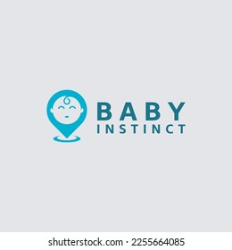 Pin location with baby logo vector template