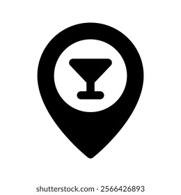 Pin location of bar icon isolated on white background, beverage, drink, vector illustration