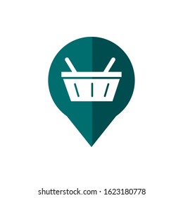 pin location basket market business commerce shopping vector illustration