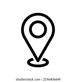 pin location black line vector icon, map point