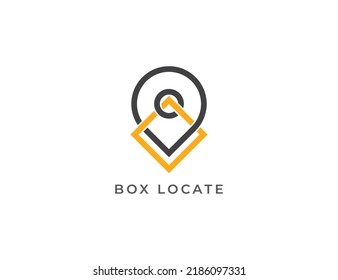 Pin Location and Box Logo Concept sign icon symbol Design. Package Delivery Shipping Logotype. Vector illustration template