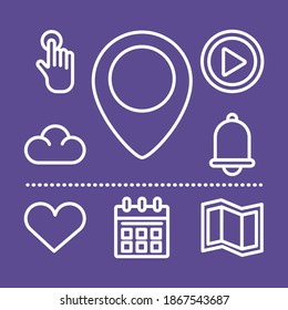 pin location with bundle of interface set line style icons vector illustration design