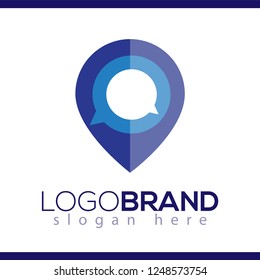 pin location with chat message logo icon vector