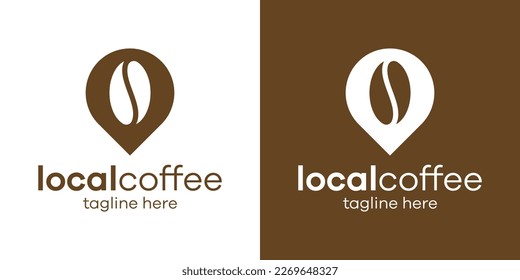 pin location and coffee logo design vector illustration