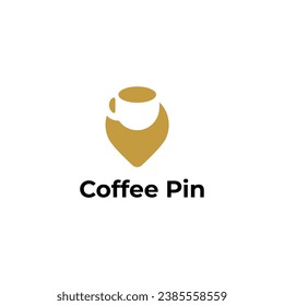 pin location and coffee logo design vector illustration