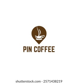 Pin location and coffee logo design illustration