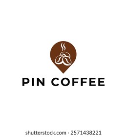 Pin location and coffee logo design illustration