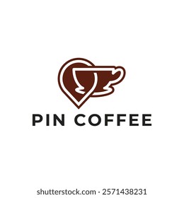 Pin location and coffee logo design illustration