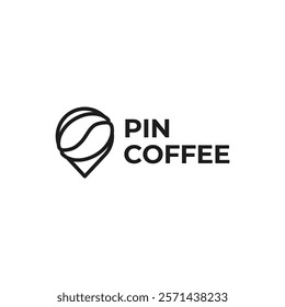 Pin location and coffee logo design illustration