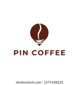 Pin location and coffee logo design illustration