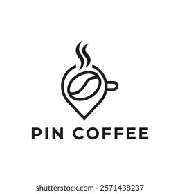 Pin location and coffee logo design illustration