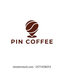 Pin location and coffee logo design illustration