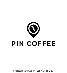 Pin location and coffee logo design illustration