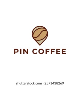 Pin location and coffee logo design illustration