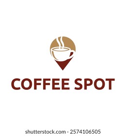 Pin location and coffee logo design illustration