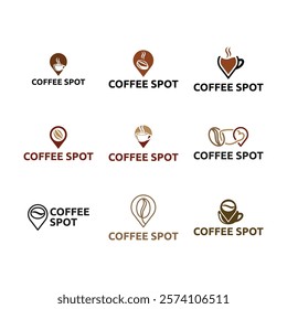 Pin location and coffee logo design illustration