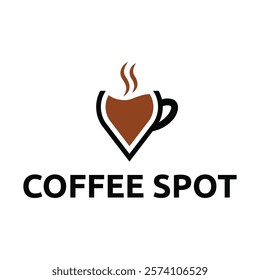 Pin location and coffee logo design illustration