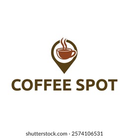 Pin location and coffee logo design illustration